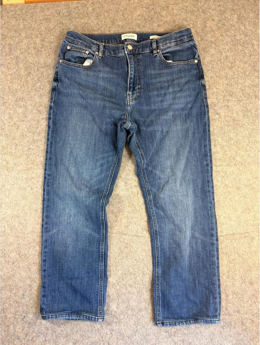 Frame Modern Straight Jeans Mens 34x26 Blue Med Wash Stretch Denim Pants Casual